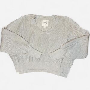 Aerie Grey Cropped Oversized Knit Sweater SIZE LARGE